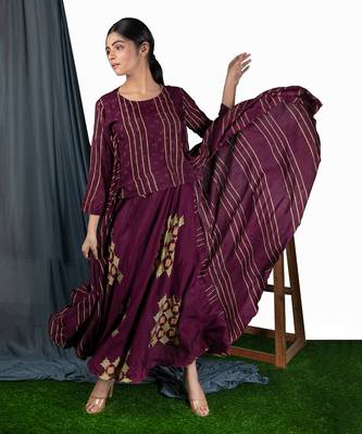 Wine Wine Bias Dress Side Pleat Jacket Style  Dress 3