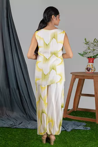 Pinkish Ivory  Jw Asymme Straight Seams Top With Ballon Pant  Pant Set