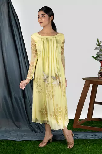 Sharbat Yellow  Stripe Willow Dress  Dress