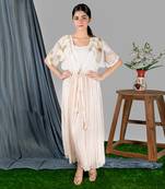 Pinkish Ivory Stripe Drawstring Kaftan  Kaftaan
