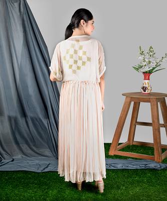 Pinkish Ivory Stripe Drawstring Kaftan  Kaftaan 4