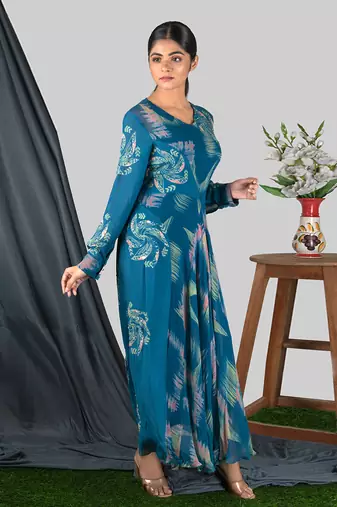Prussian Blue  Mon Bias Panelled Dress  Dress