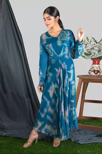 Prussian Blue  Mon Bias Panelled Dress  Dress
