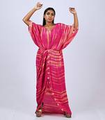 Hot Pink  Tiedye Kaftan Front Slit Kaftaan