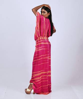 Hot Pink  Tiedye Kaftan Front Slit Kaftaan 3