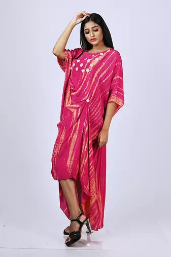 Hot Pink Tiedy Kaftan Kaftaan