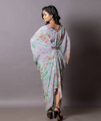Multicolor Multi Color Leheriya Print Kaftan Kaftaan 2