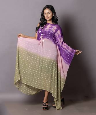 Pink, Olive Green & Aubergine Doric Kaftan Dress Kaftaan 1