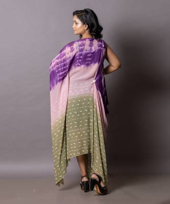 Pink, Olive Green & Aubergine Doric Kaftan Dress Kaftaan 2
