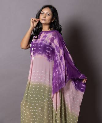 Pink, Olive Green & Aubergine Doric Kaftan Dress Kaftaan 3