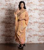 Tie-Dye In Yellow & Wine T-Length Kaftan  Kaftaan