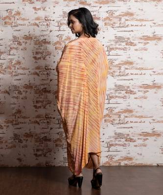 Tie-Dye In Yellow & Wine T-Length Kaftan  Kaftaan 2