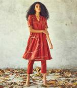 Gerua &  brick red kesari kurta set