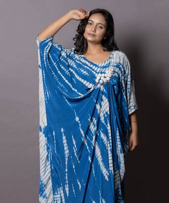 Antlantic Blue Shibori Tie-Dye Drape Kaftan Kaftaan 2
