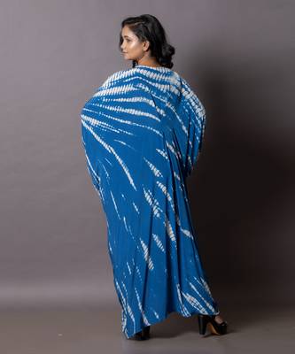Antlantic Blue Shibori Tie-Dye Drape Kaftan Kaftaan 3