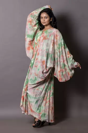 Multicolor Colourful Silk Oversized Kaftan  Kaftaan
