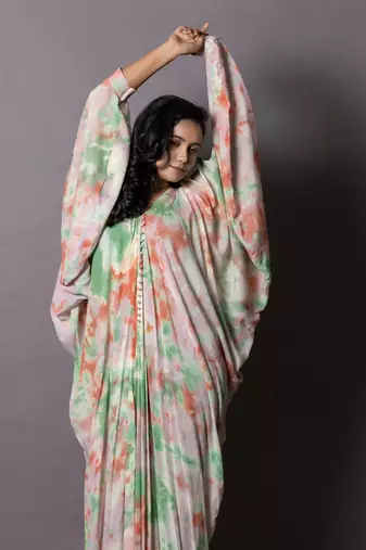Multicolor Colourful Silk Oversized Kaftan  Kaftaan