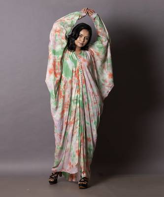 Multicolor Colourful Silk Oversized Kaftan  Kaftaan 1