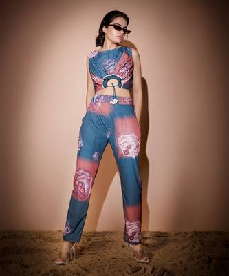 Teal Blue & Brown Sagenite Co-Ord Set Co-Ord Set 1