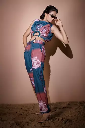 Teal Blue & Brown Sagenite Co-Ord Set Co-Ord Set