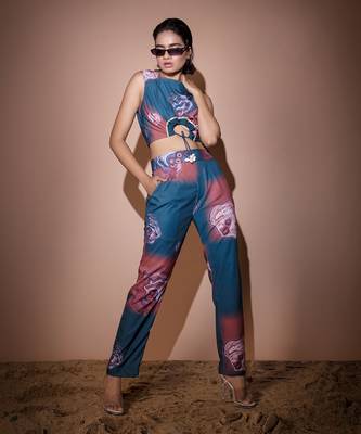 Teal Blue & Brown Sagenite Co-Ord Set Co-Ord Set 3
