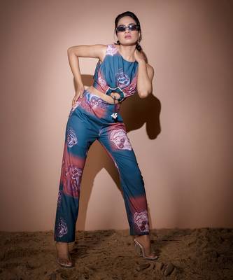 Teal Blue & Brown Sagenite Co-Ord Set Co-Ord Set 4