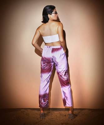 Lavender & Maroon Dendritic Top & Pant With Jacket  Pant Set 6