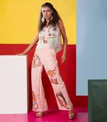 Pastel Pink,Mint Mbira Organza Top With Yueqin Pant Pant Set