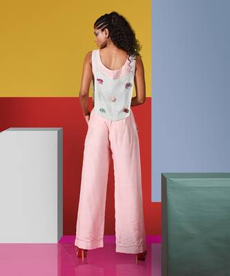 Pastel Pink,Mint Mbira Organza Top With Yueqin Pant Pant Set 4