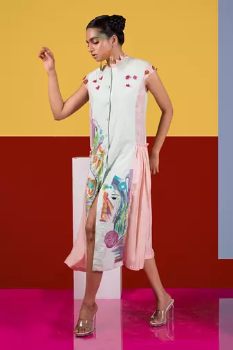 Mint Green ,Pastel Pink Lute Dress Dress