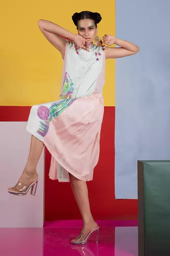 Mint Green ,Pastel Pink Lute Dress Dress