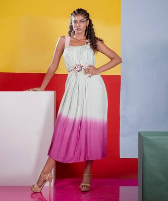 Pastel Pink,Mint Cymbol Ombre Dress With Belt Dress 2