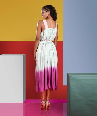 Pastel Pink,Mint Cymbol Ombre Dress With Belt Dress 5