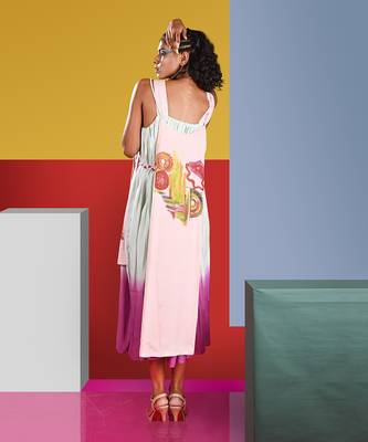 Pastel Pink,Mint Cymbol Ombre Dress With Belt Dress 6