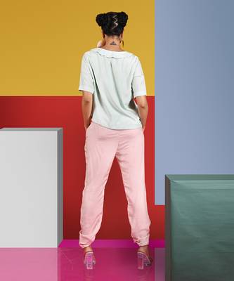 Mint Green ,Pastel Pink Harp Top With Flute Pant Pant Set 5