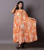 Tie-Dye In Olive Green & Aerospace Orange Cowl Drape Kaftan Kaftaan
