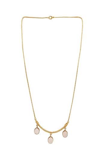 Contemporary Gold Plated White Three Natural Stone Studded Neck Piece for Girls and Women.