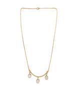 Contemporary Gold Plated White Three Natural Stone Studded Neck Piece for Girls and Women.