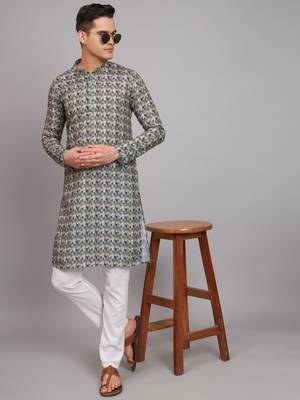 Multi Color Abstract Digital Print Linen Kurtas 1