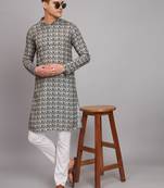 Multi Color Abstract Digital Print Linen Kurtas