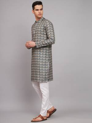 Multi Color Abstract Digital Print Linen Kurtas 2