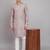 Lavender Blush Floral Print Linen Fabrics Men's Kurta