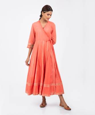 Coral pink angrakha kurta 1