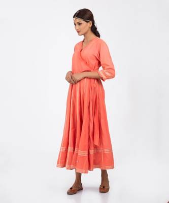 Coral pink angrakha kurta 2