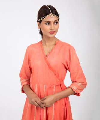 Coral pink angrakha kurta 3