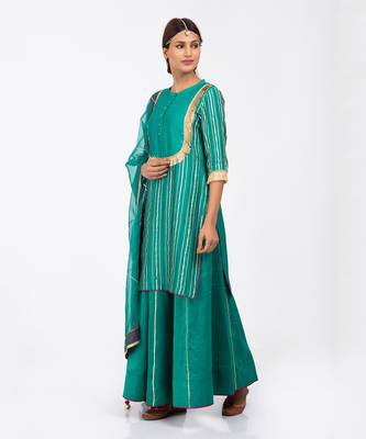 Teal blue kurta set 1
