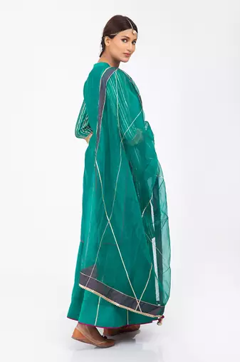 Teal blue kurta set