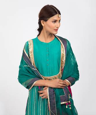Teal blue kurta set 3