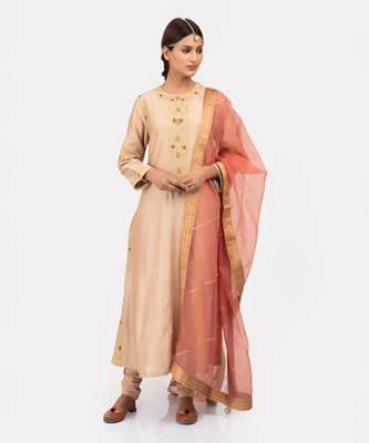 Rose beige kurta set 1