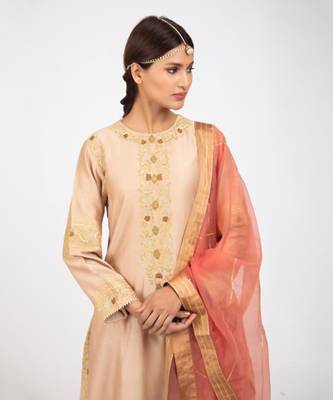 Rose beige kurta set 2